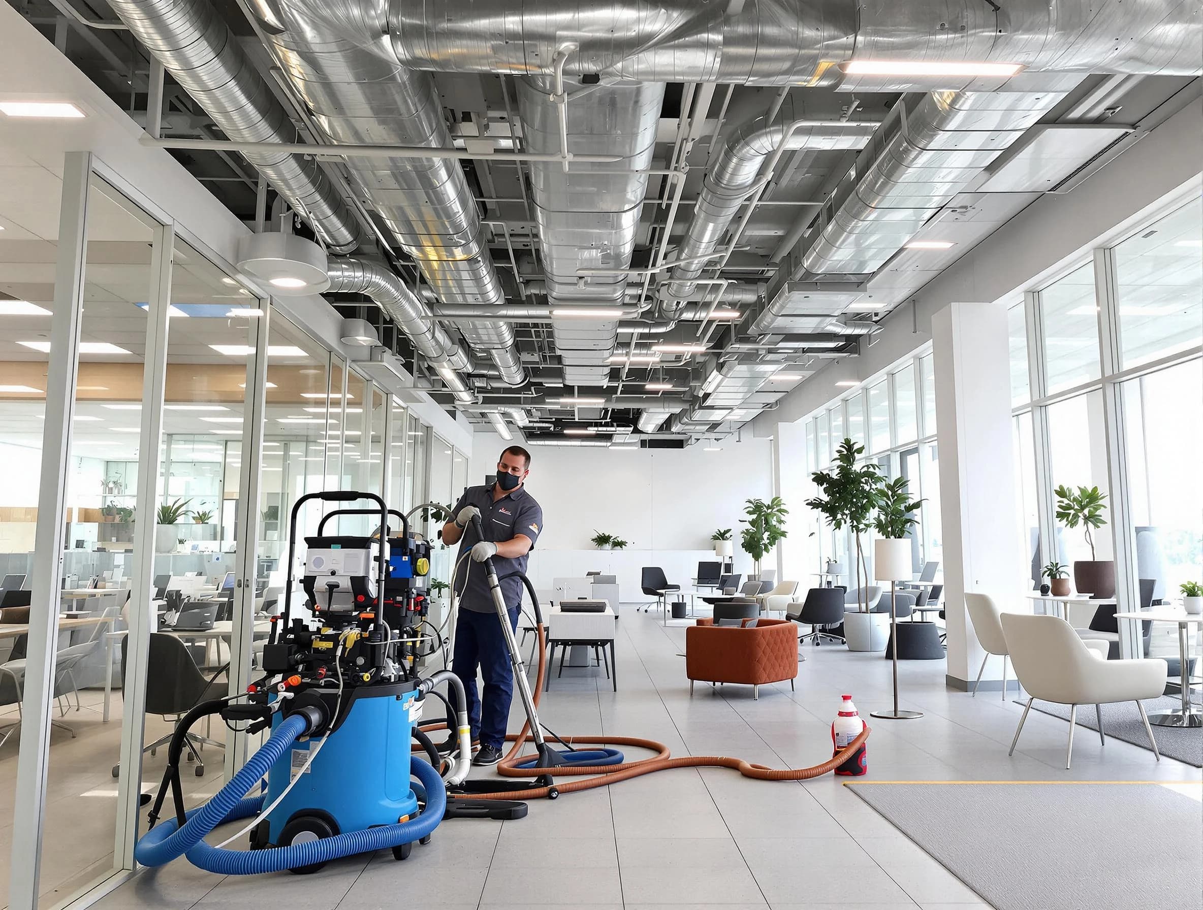 Hopewell Air Duct Cleaning team conducting comprehensive commercial duct cleaning at a business location in Hopewell