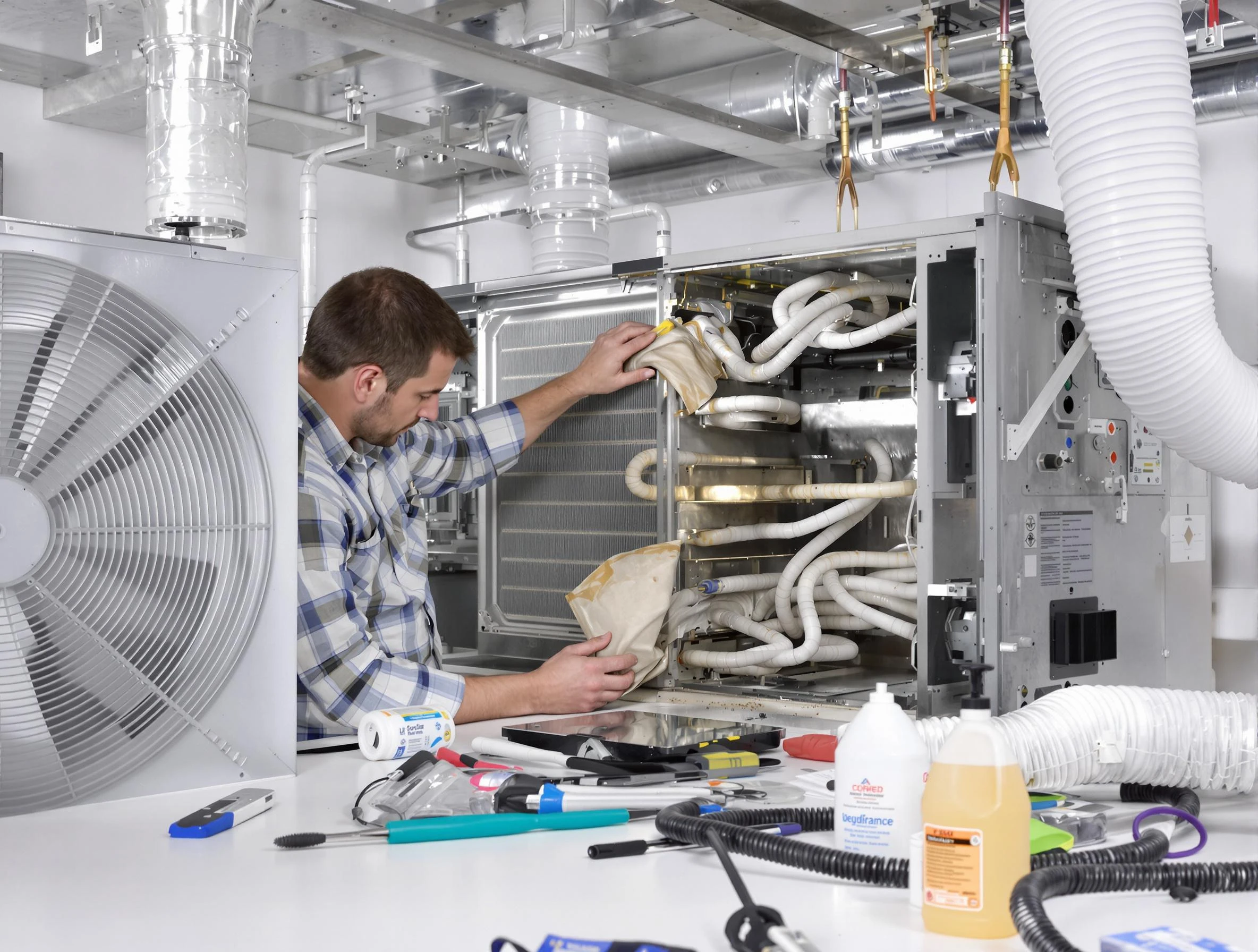 Hopewell Air Duct Cleaning specialist performing precision AC coil cleaning in Hopewell