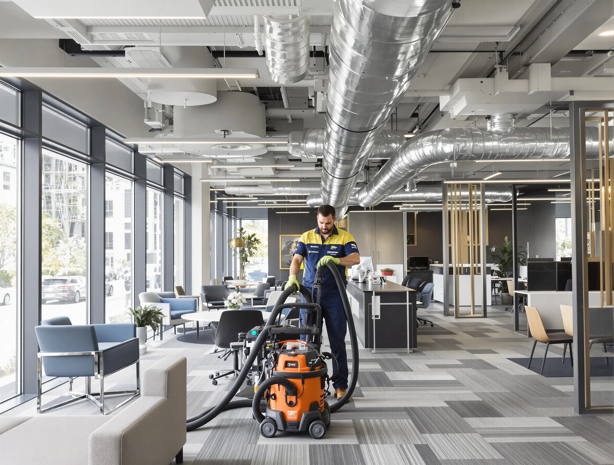 Hopewell Air Duct Cleaning team performing thorough commercial duct cleaning at a Hopewell business center