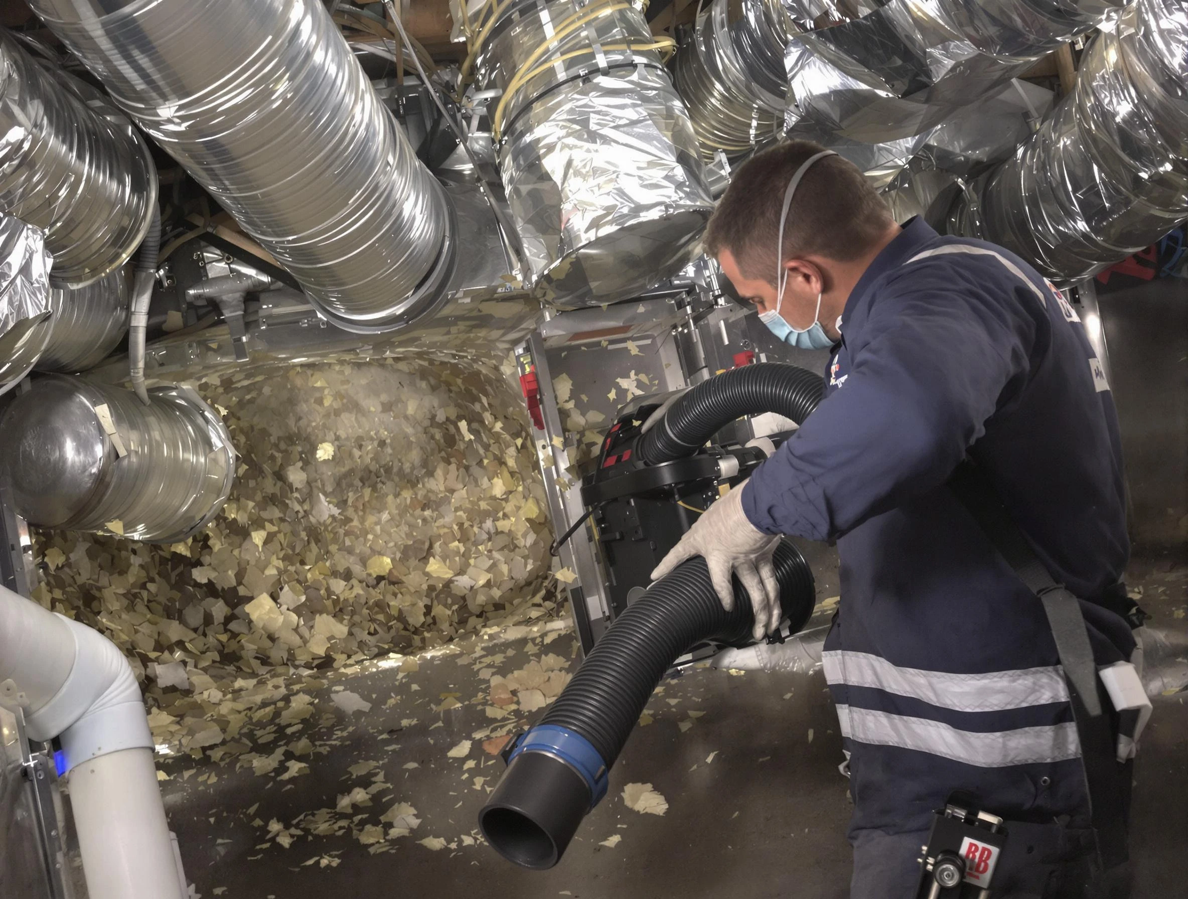 Hopewell Air Duct Cleaning specialist operating negative pressure cleaning equipment for thorough duct maintenance in Hopewell